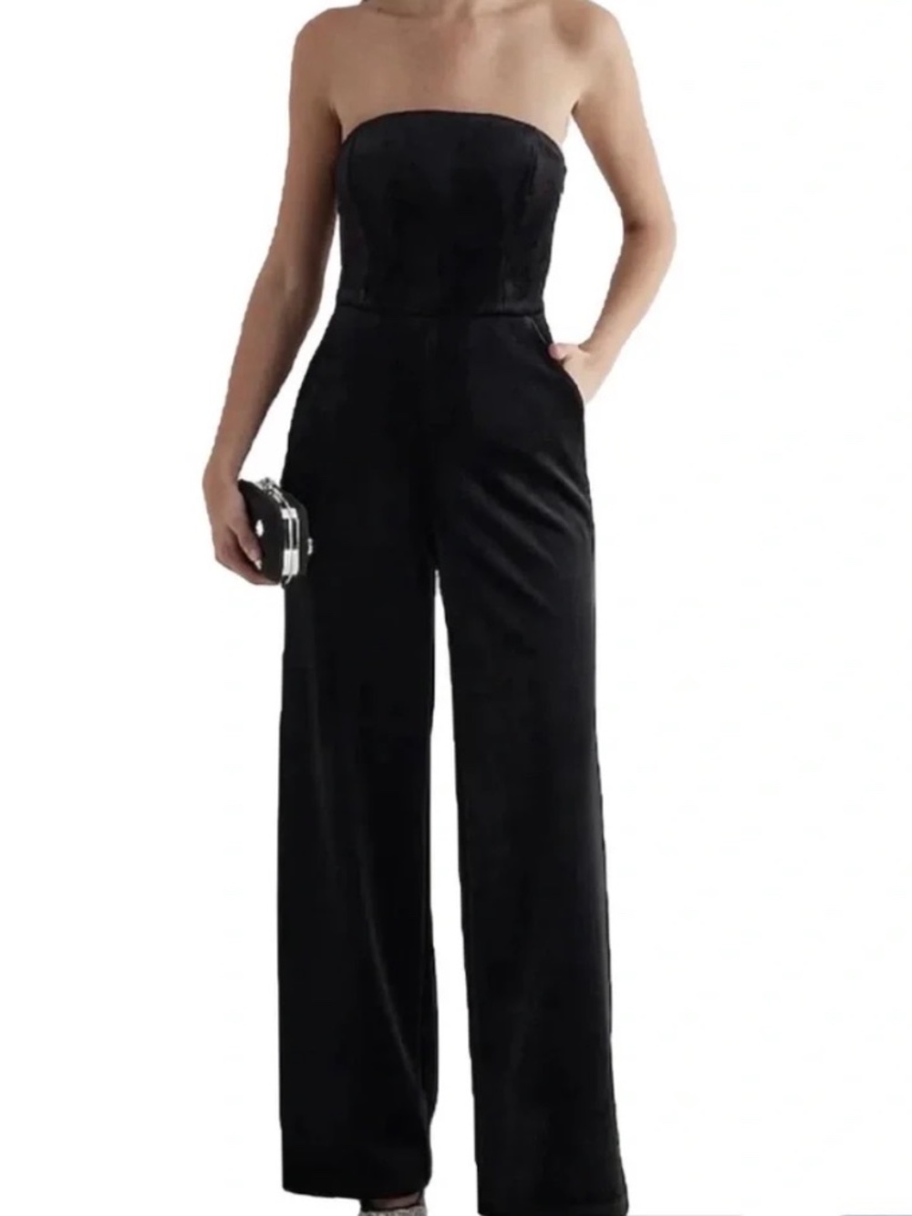 Express velvet wide leg blazer, size 8 black